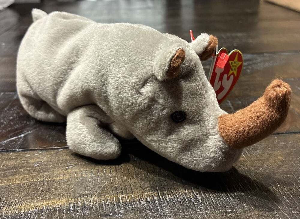 Ty Beanie Babies Spike The Rhino Plush Toy 1996 Retired